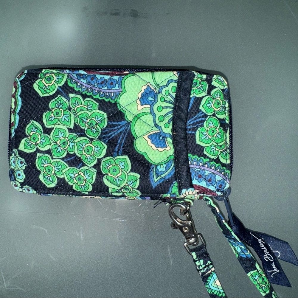 Vera Bradley Green and Blue Floral Wristlet